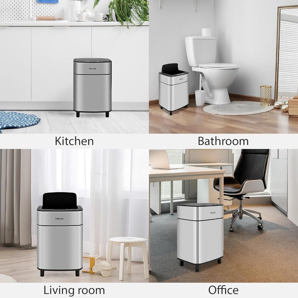 Pukomc Motion Sensor Trash can Stainless Steel Trash can 2.7-Gallon - Picture 4 of 8